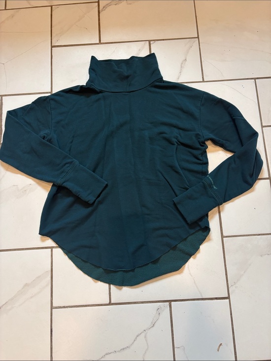 aerie Tops - Offline by aerie Cozy Deep Teal Funnel Neck Sweatshirt w/ Raw Edges - size XXS